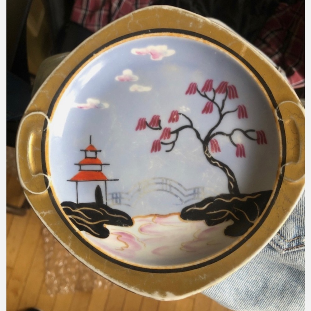 Hand painted vintage Japanese saucer plate Noritake